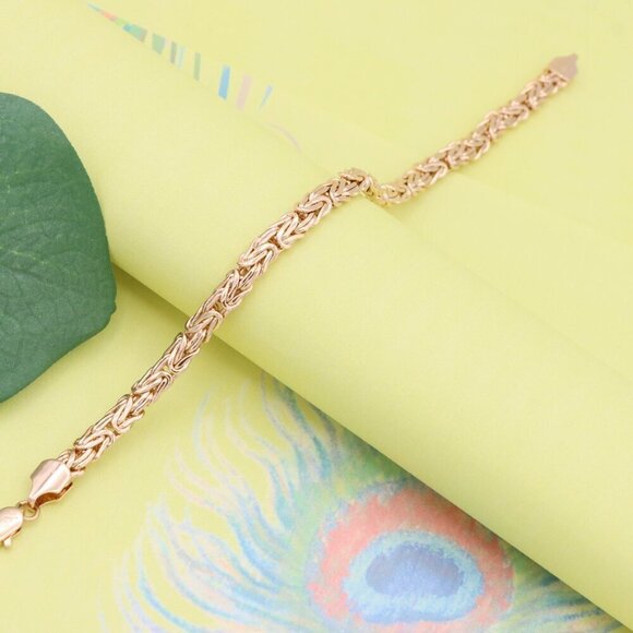 "Elegant Rose Gold Byzantine Chain Bracelet for Women, XPBL1126 - Picture 7 of 13